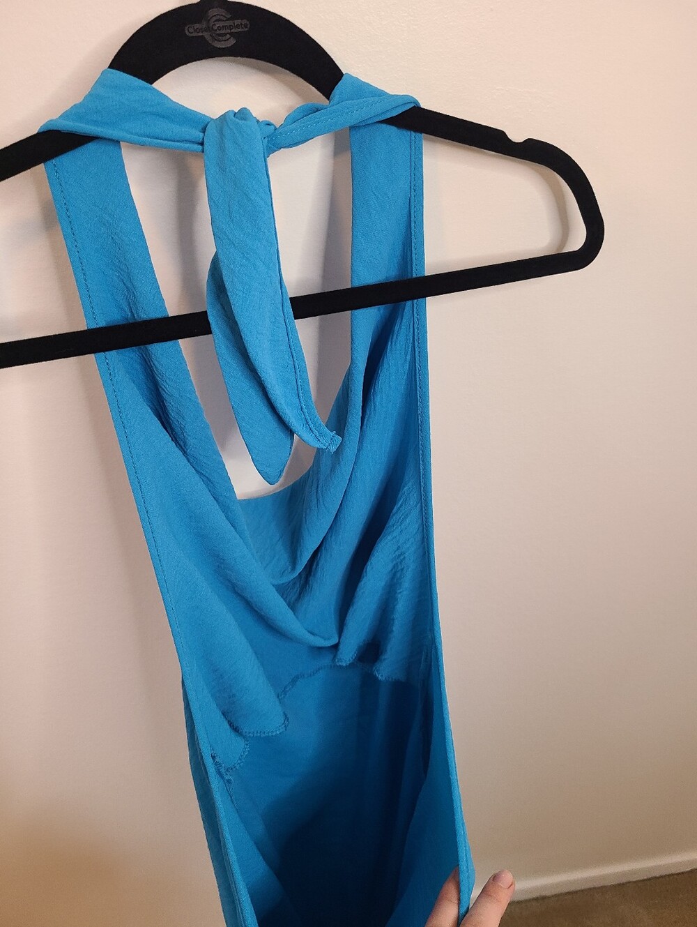 See You Monday Teal Blue Halter tie Dress Size L Vacation Summer - Picture 4 of 8